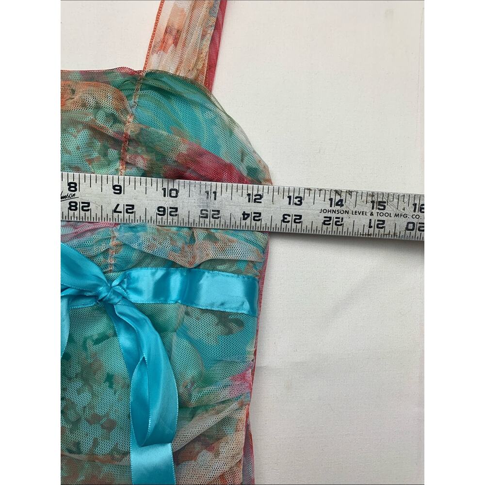 XoXo size medium y2k fairy Floral Aqua Summer Dress mini Ribbon Tie girl brat - Picture 6 of 12